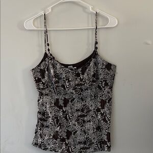 LOFT Brown and Cream Fitted Camisole with Spaghetti Straps